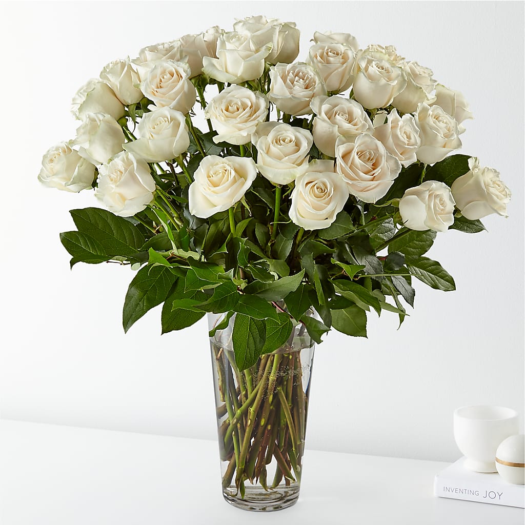 Long Stem White Rose Bouquet – Forever Flowers, Fords NJ