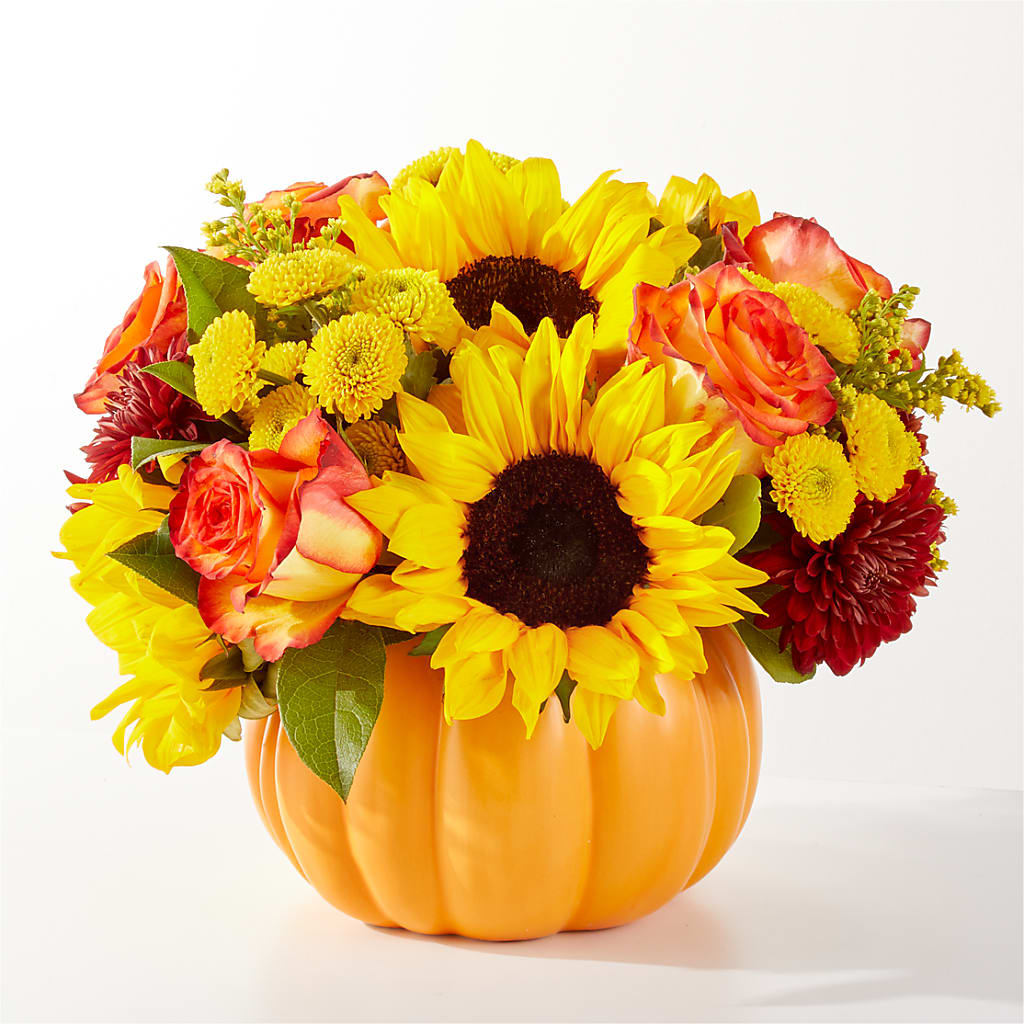 Golden Gourd Pumpkin Bouquet – Forever Flowers, Fords NJ