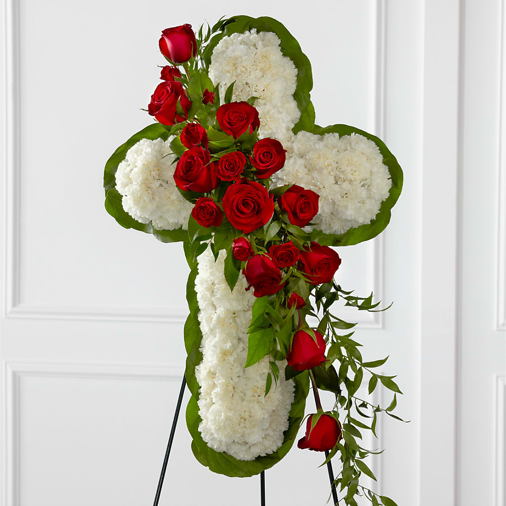 Floral Cross Easel – Forever Flowers, Fords NJ