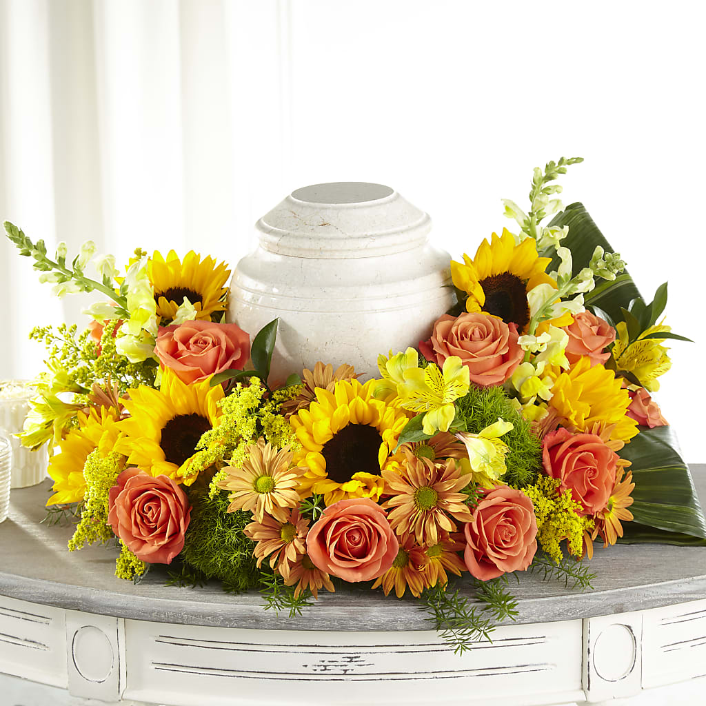 Faithful Sunflower Cremation Adornment – Forever Flowers, Fords NJ