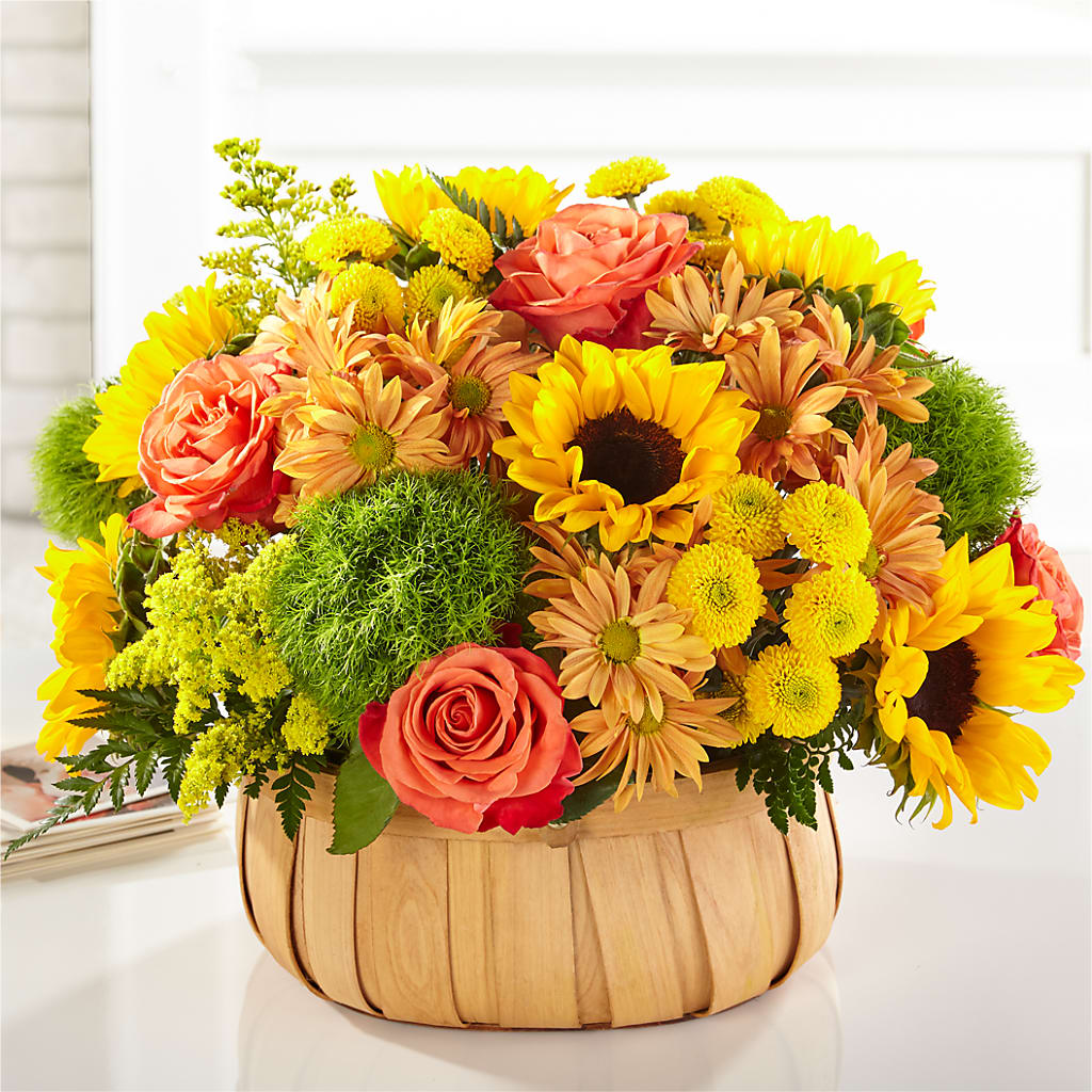 Harvest Sunflower Basket – Forever Flowers, Fords NJ