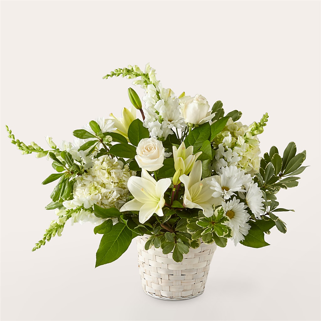 Ivory Elegance Floral Basket – Forever Flowers, Fords NJ