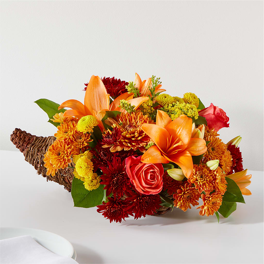 Bouquet of Blessings Cornucopia – Forever Flowers, Fords NJ