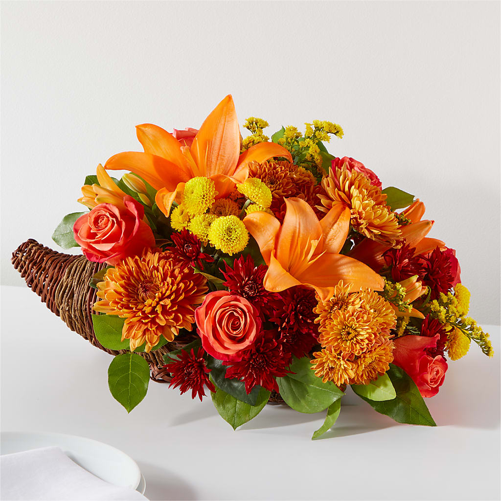 Bouquet of Blessings Cornucopia – Forever Flowers, Fords NJ