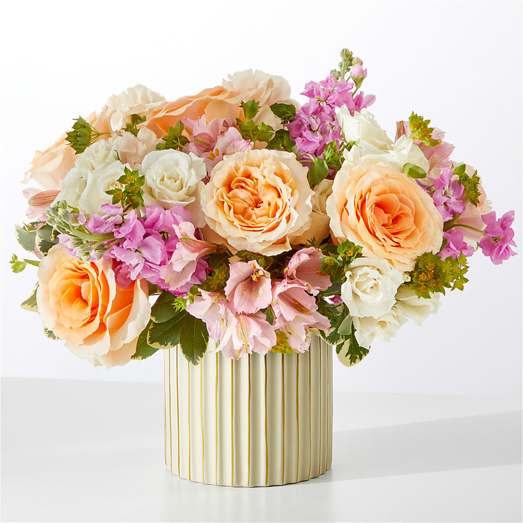 Paradise Bouquet with Ivory Vase – Forever Flowers, Fords NJ