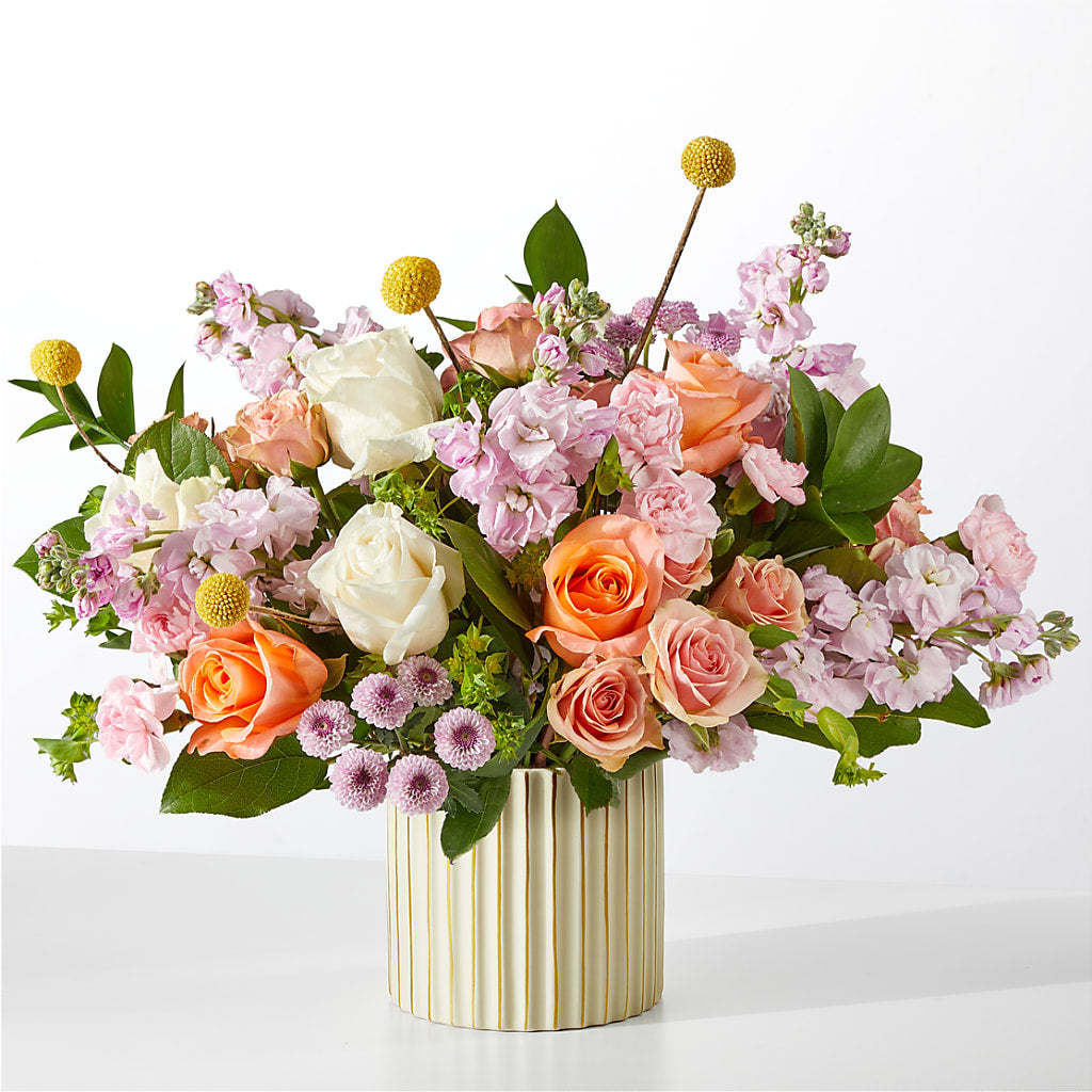 French Market Bouquet with Ivory Vase – Forever Flowers, Fords NJ