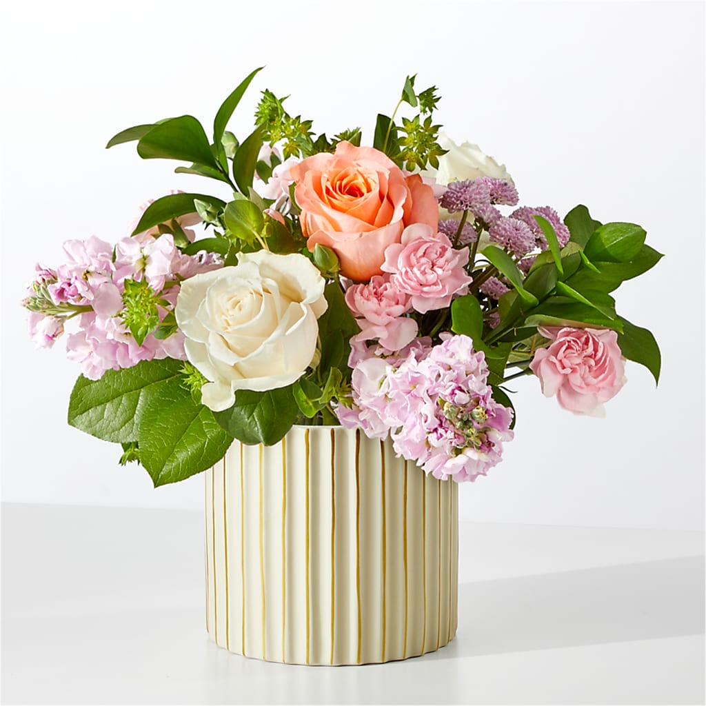 French Market Bouquet with Ivory Vase – Forever Flowers, Fords NJ