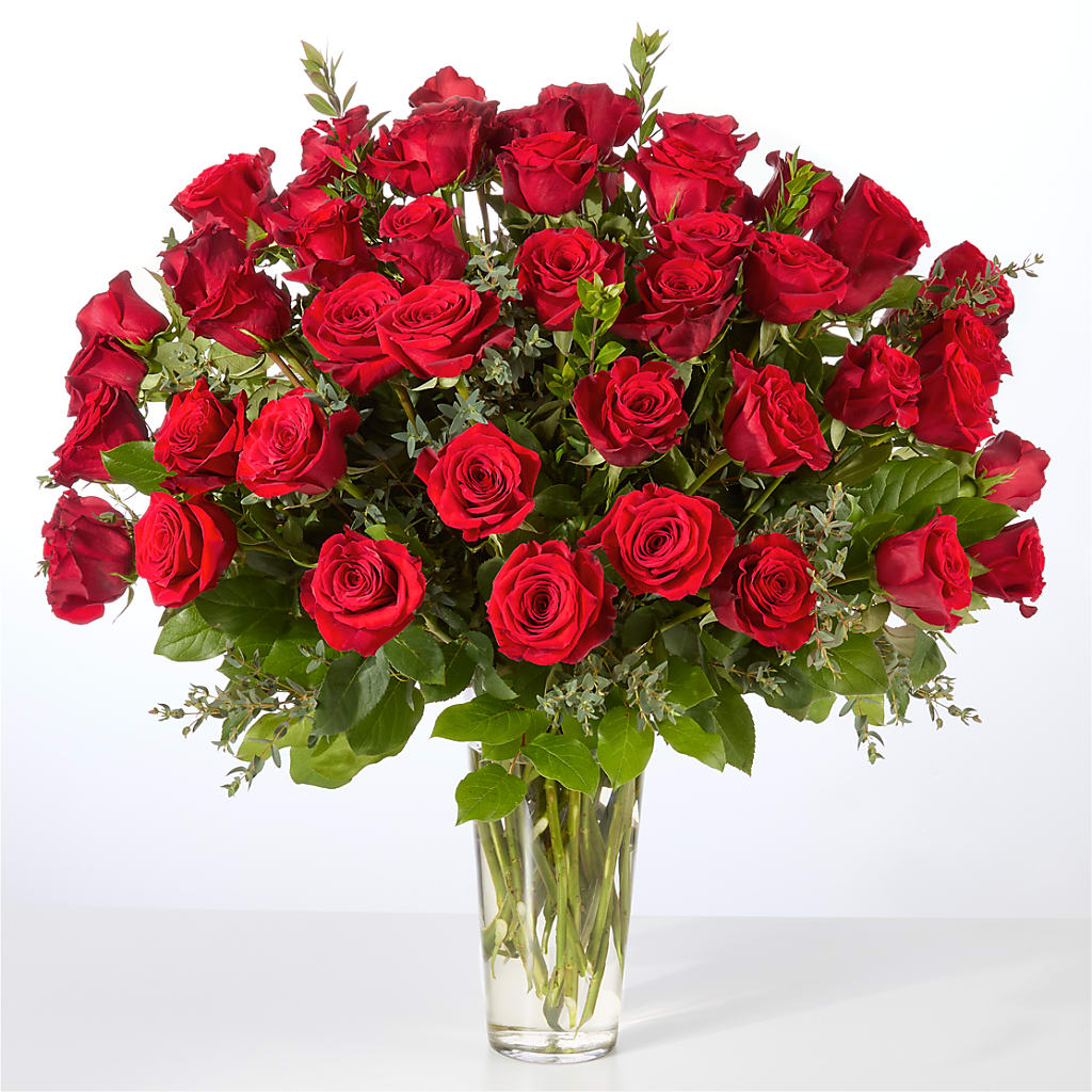 Forever Yours Fifty Stem Red Rose Bouquet – Forever Flowers, Fords NJ