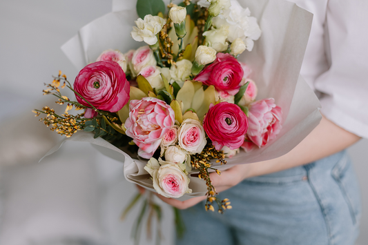 Colorful floral arrangement illustrating the symbolic meanings behind different flowers