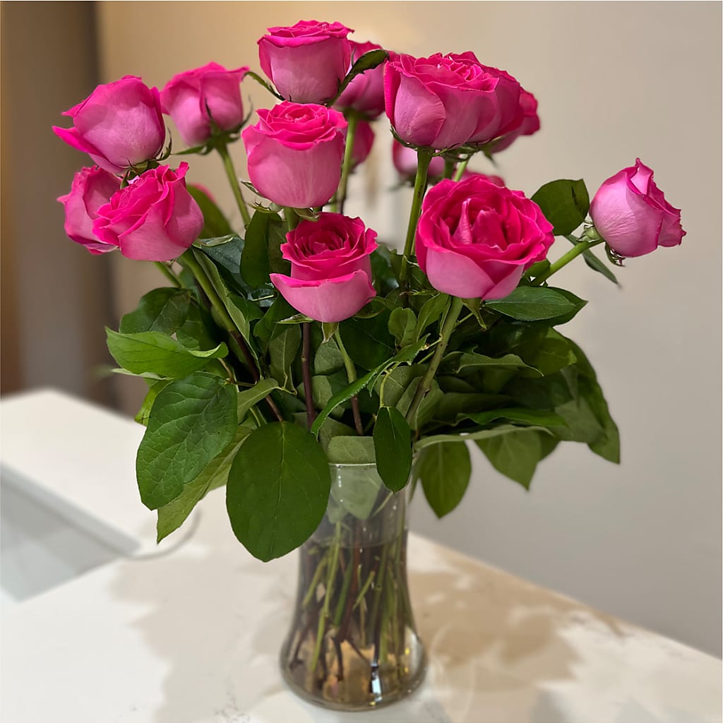 Long Stem Pink Rose Bouquet –  Forever Flowers, Fords NJ