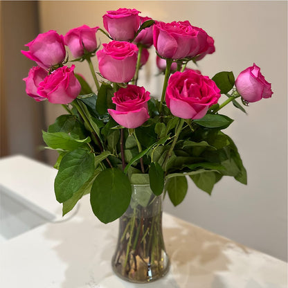 Long Stem Pink Rose Bouquet –  Forever Flowers, Fords NJ