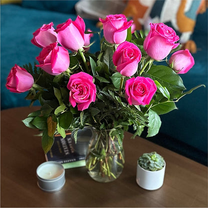 Long Stem Pink Rose Bouquet –  Forever Flowers, Fords NJ