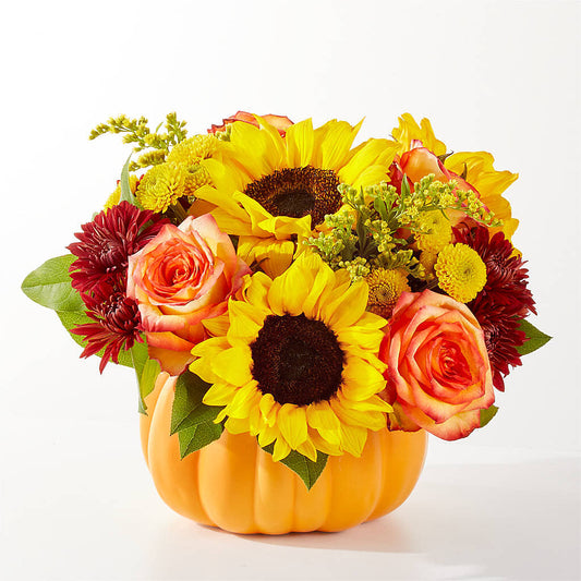 Golden Gourd Pumpkin Bouquet –  Forever Flowers, Fords NJ