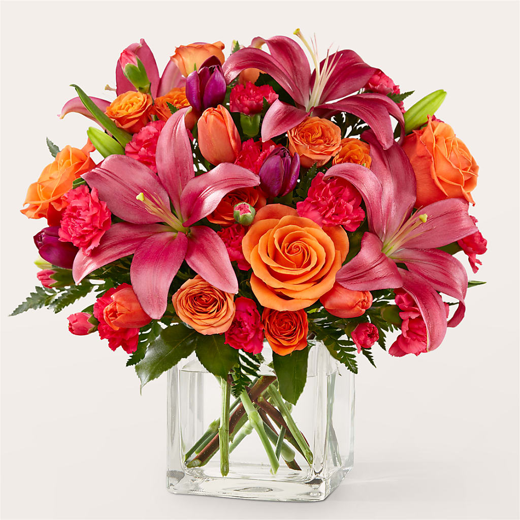 forever lily flower Lucky Lily Bouquet – orange, pink, purple flower arrangement | Fords, NJ