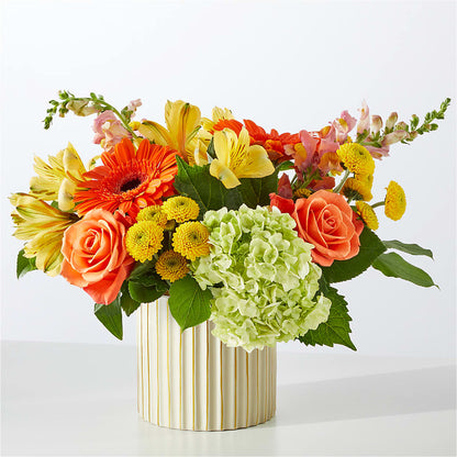 Autumn Sunshine Bouquet with Ivory Vase –  Forever Flowers, Fords NJ