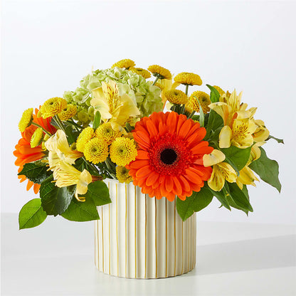 Autumn Sunshine Bouquet with Ivory Vase –  Forever Flowers, Fords NJ