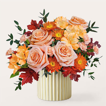 Spiced Latte Bouquet with Ivory Vase –  Forever Flowers, Fords NJ