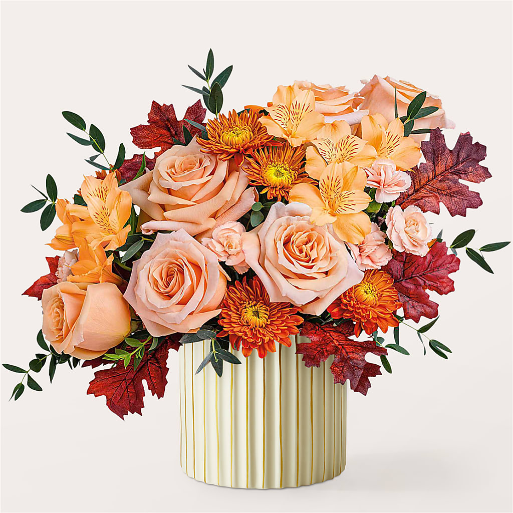 Spiced Latte Bouquet with Ivory Vase –  Forever Flowers, Fords NJ