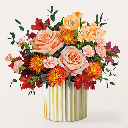 Spiced Latte Bouquet with Ivory Vase –  Forever Flowers, Fords NJ