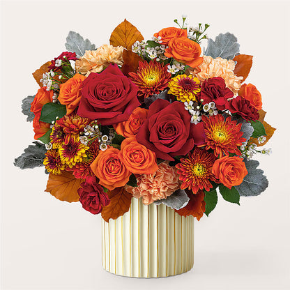 Merlot Bouquet with Ivory Vase –  Forever Flowers, Fords NJ