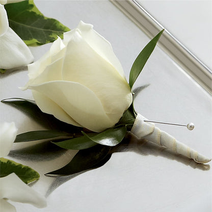White Rose Boutonniere –  Forever Flowers, Fords NJ