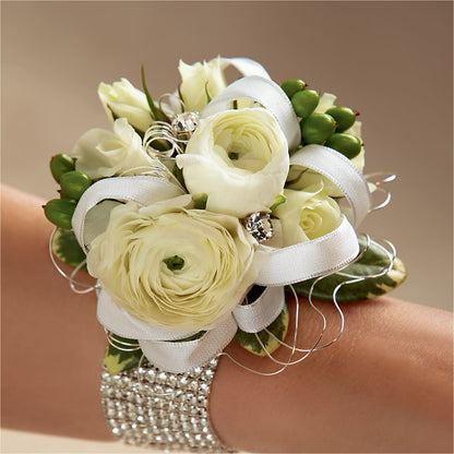 White Wedding Corsage –  Forever Flowers, Fords NJ